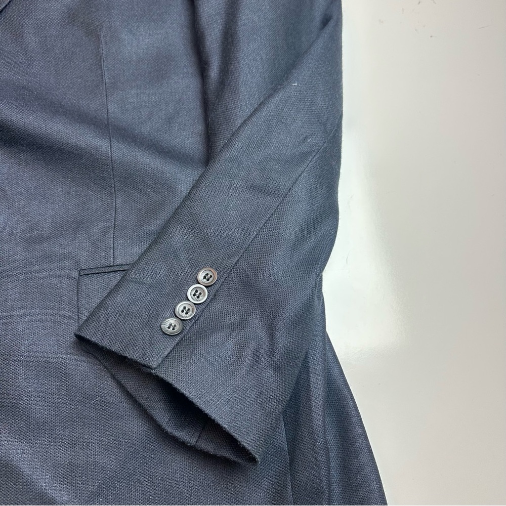 Oscar de la Renta Silk Wool Navy Blazer | Heritage Office Classic | 46L - Picture 6 of 12